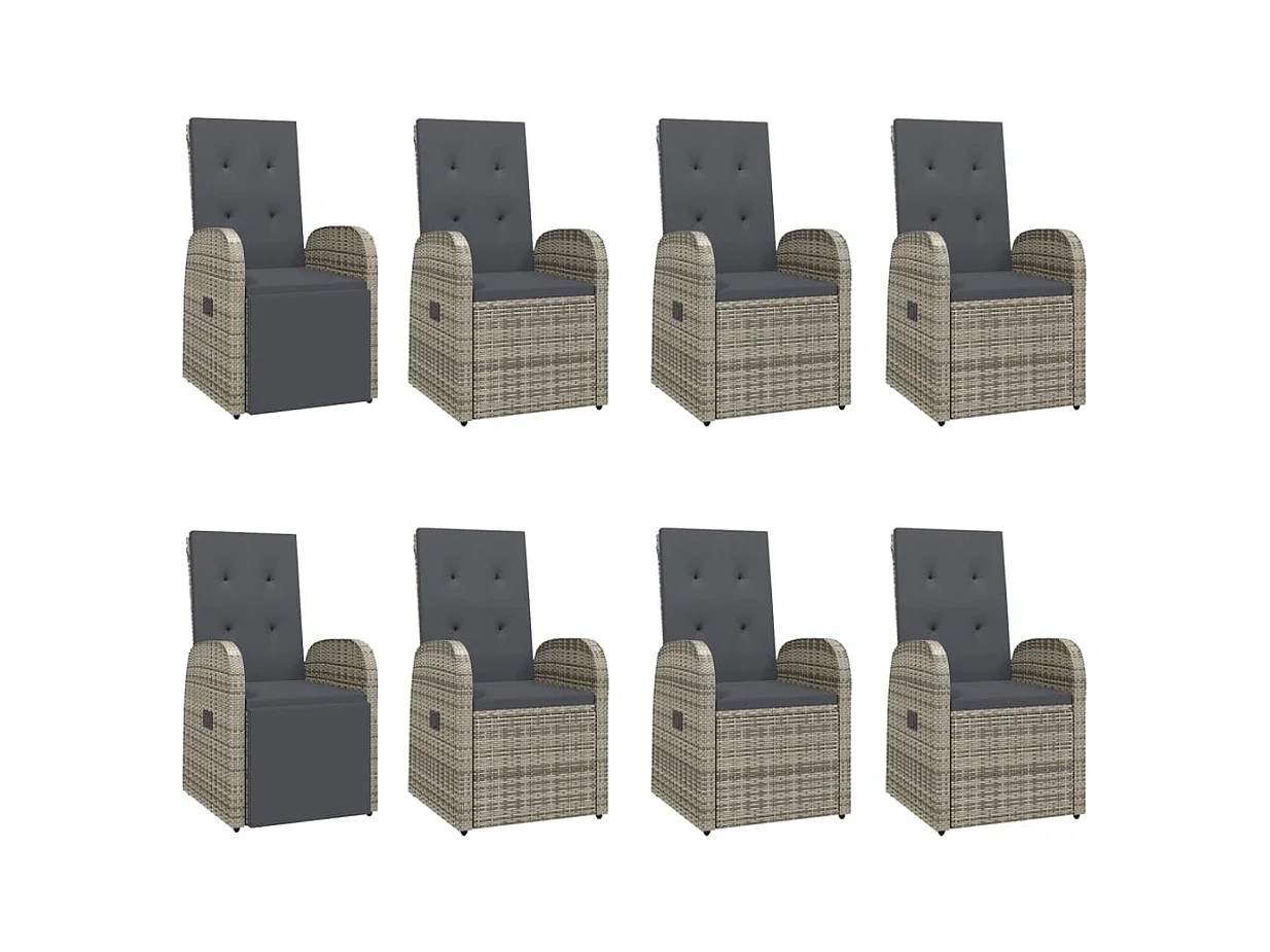 Ringsted  9-delige Tuinset met kussens poly rattan grijs