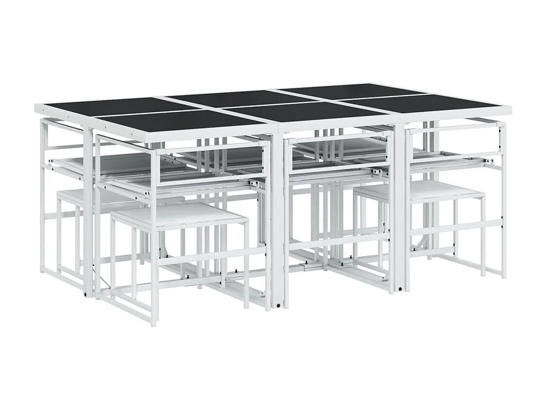 Dunkitt  Ensemble à manger de jardin avec coussins 11pcs blanc textilène