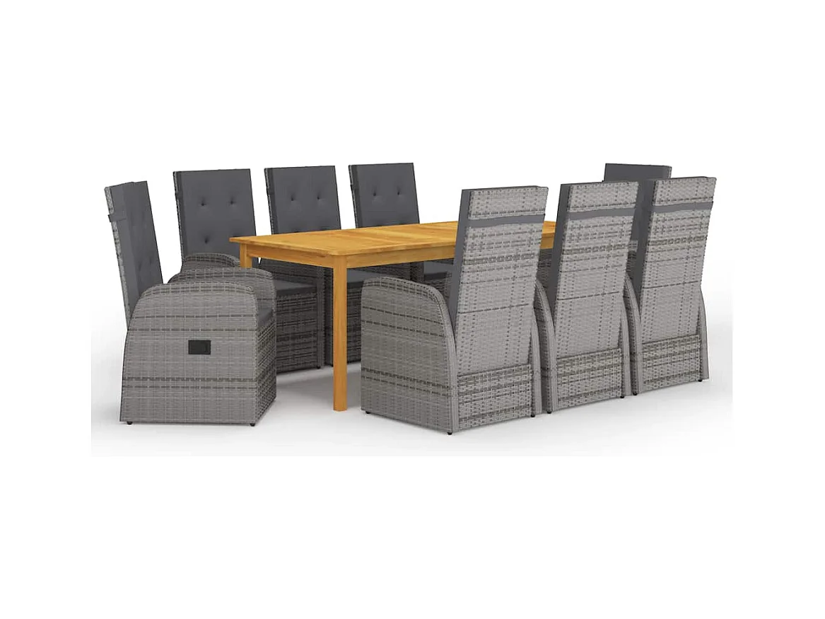 Yrien  Ensemble à manger de jardin 9 pcs Gris