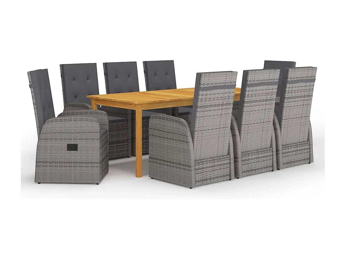 Yrien  Ensemble à manger de jardin 9 pcs Gris