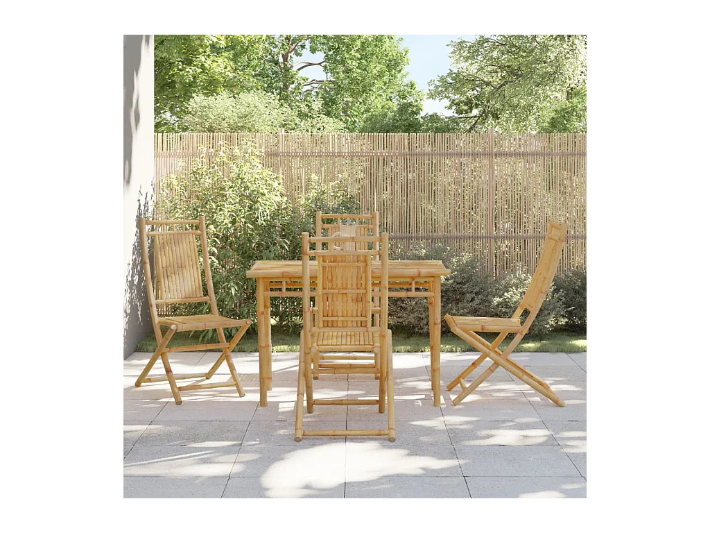 Garden Furniture -  Juego de comedor de jardín 5 piezas bambú
