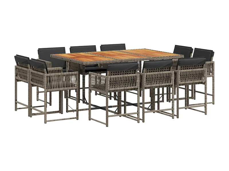 Emilia  11-delige Tuinset met kussens poly rattan grijs