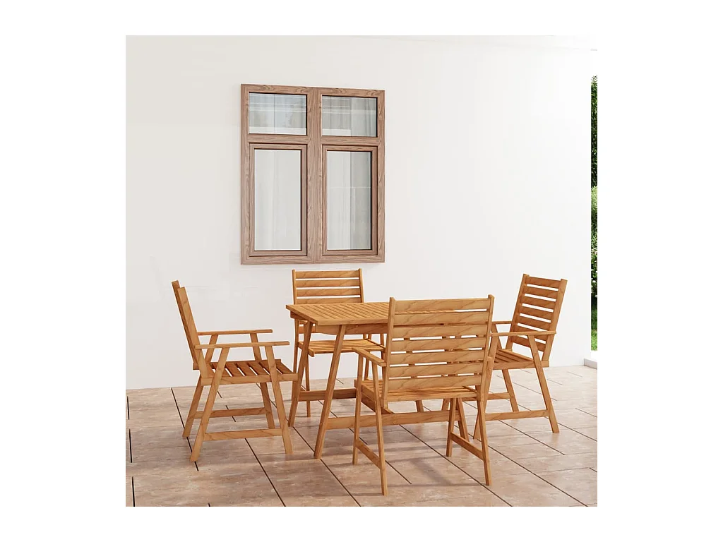 Ranor  Ensemble à manger de jardin 5 pcs Bois d'acacia solide