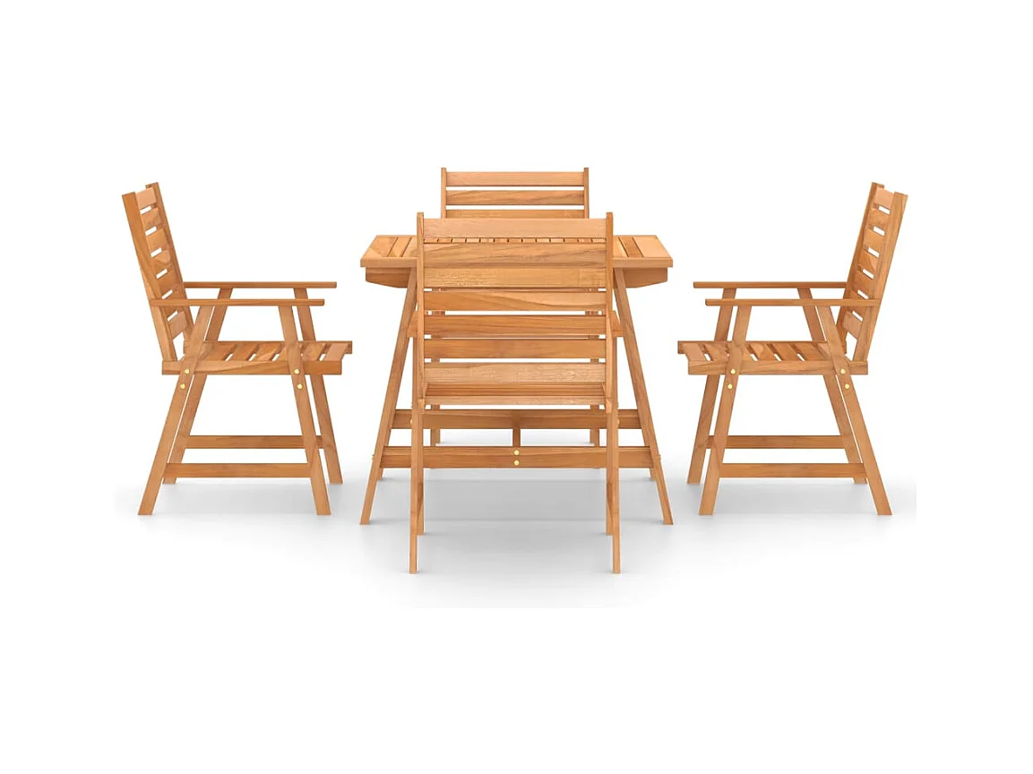 Ranor  Ensemble à manger de jardin 5 pcs Bois d'acacia solide