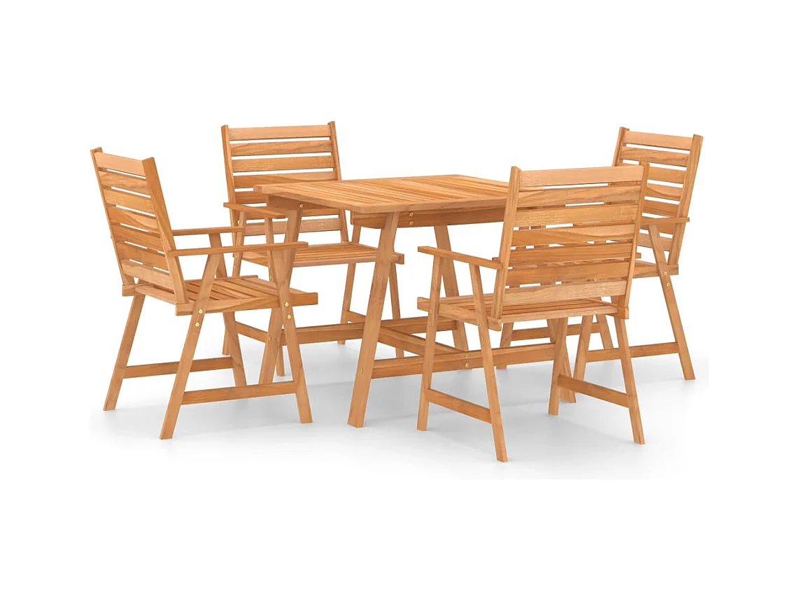 Ranor  Juego de comedor para jardín 5 piezas madera maciza de acacia