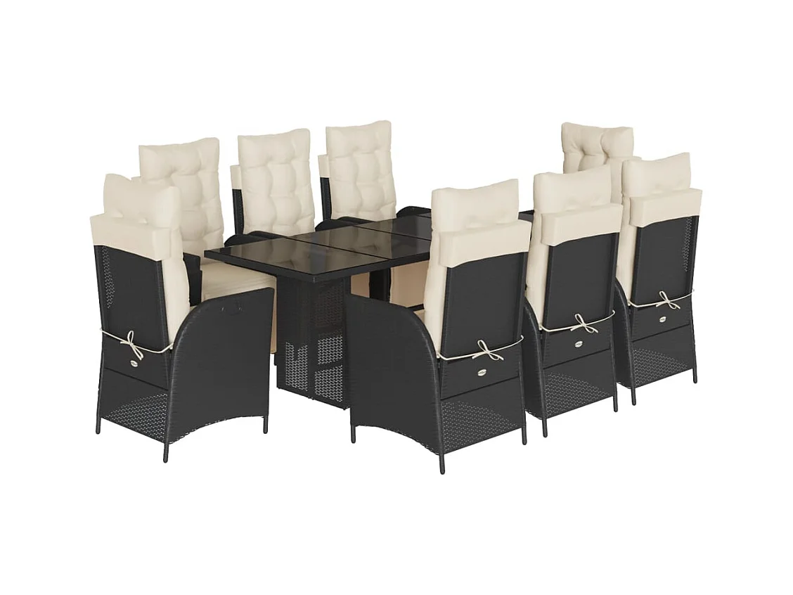 Anselm  9-delige Tuinset poly rattan zwart