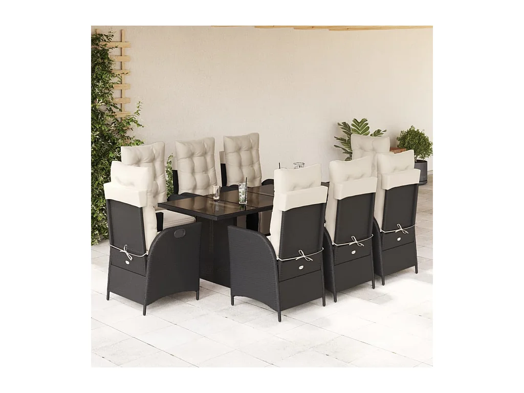 Anselm  9-delige Tuinset poly rattan zwart