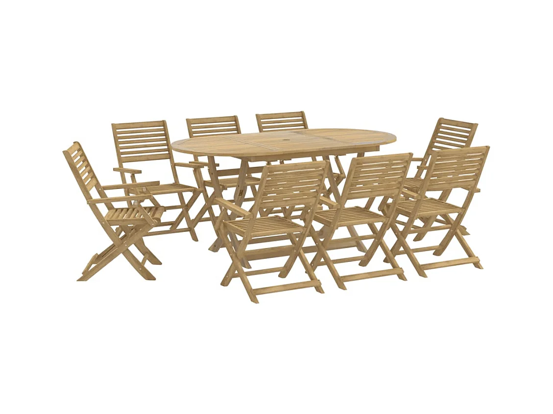 Halmstad  Juego de comedor de jardín 9 piezas madera maciza de acacia