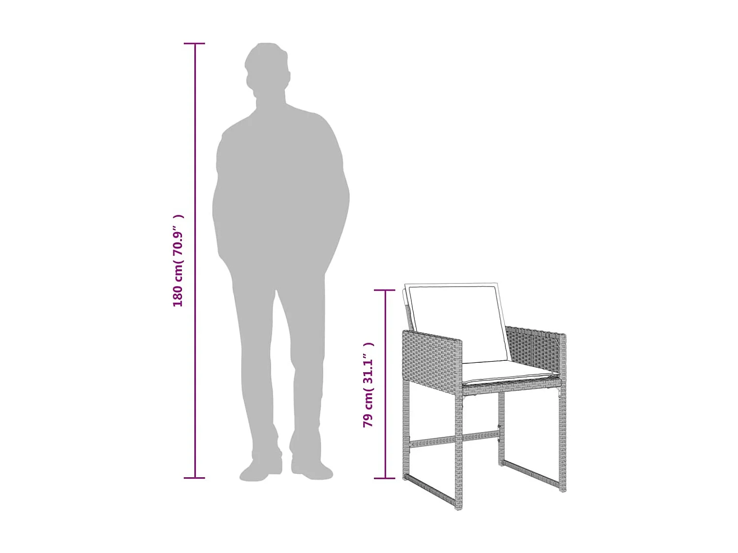 Brienne  Ensemble à manger de jardin et coussins 9 pcs gris clair rotin