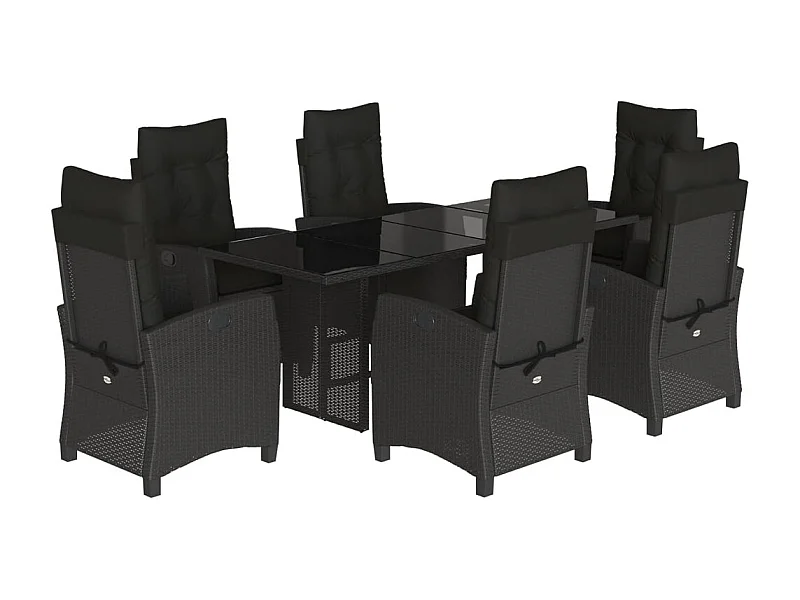 Bryndra  Ensemble à manger de jardin coussins 7pcs Noir Résine tressée