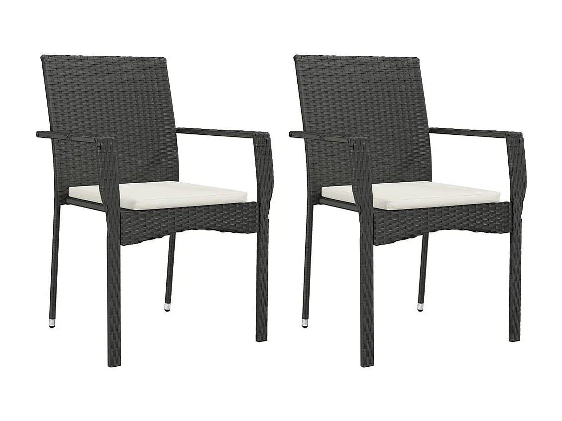 Prolenta Premium -  Set comedor de jardín 3 pzas con cojines ratán sintético negro