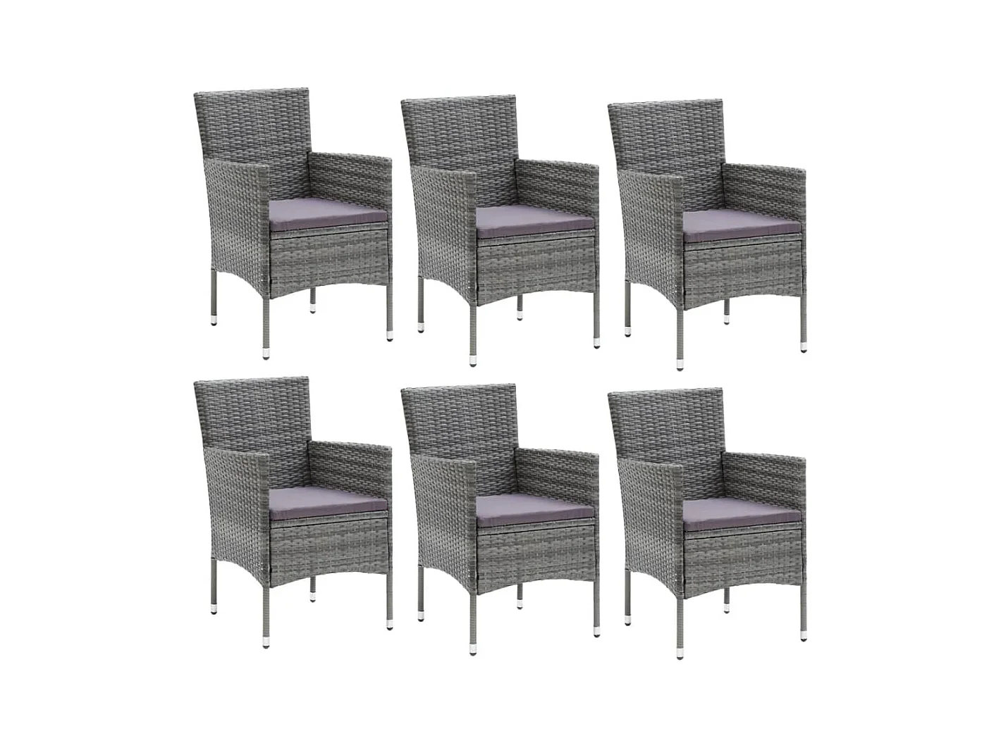 Wausau  Ensemble à manger de jardin coussins 7pcs Résine tressée Gris