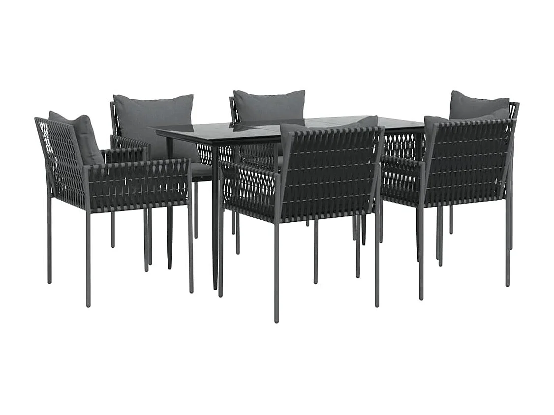 Blen  Juego comedor jardín 7 piezas y cojines ratán sintético y acero