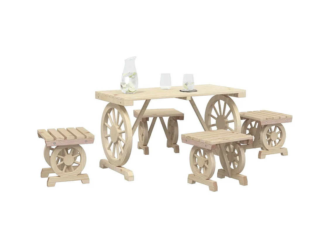 Berthe  Ensemble à manger de jardin 5 pcs bois de sapin massif