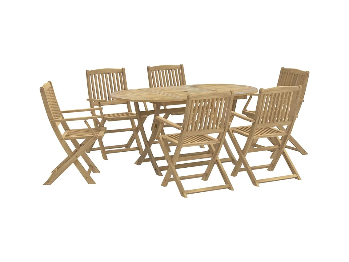 Elviira  Juego de comedor para jardín 7 piezas madera maciza acacia