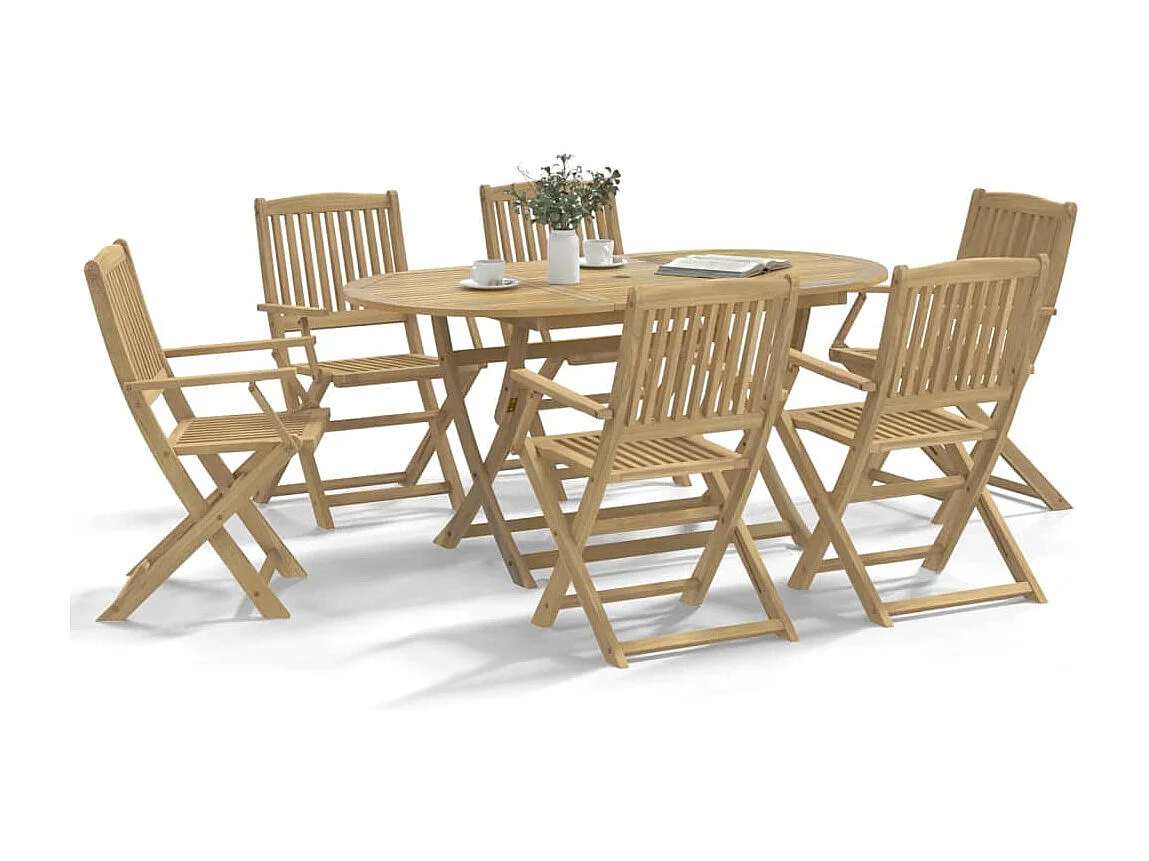 Elviira  Ensemble à manger de jardin 7 pcs Bois d'acacia solide