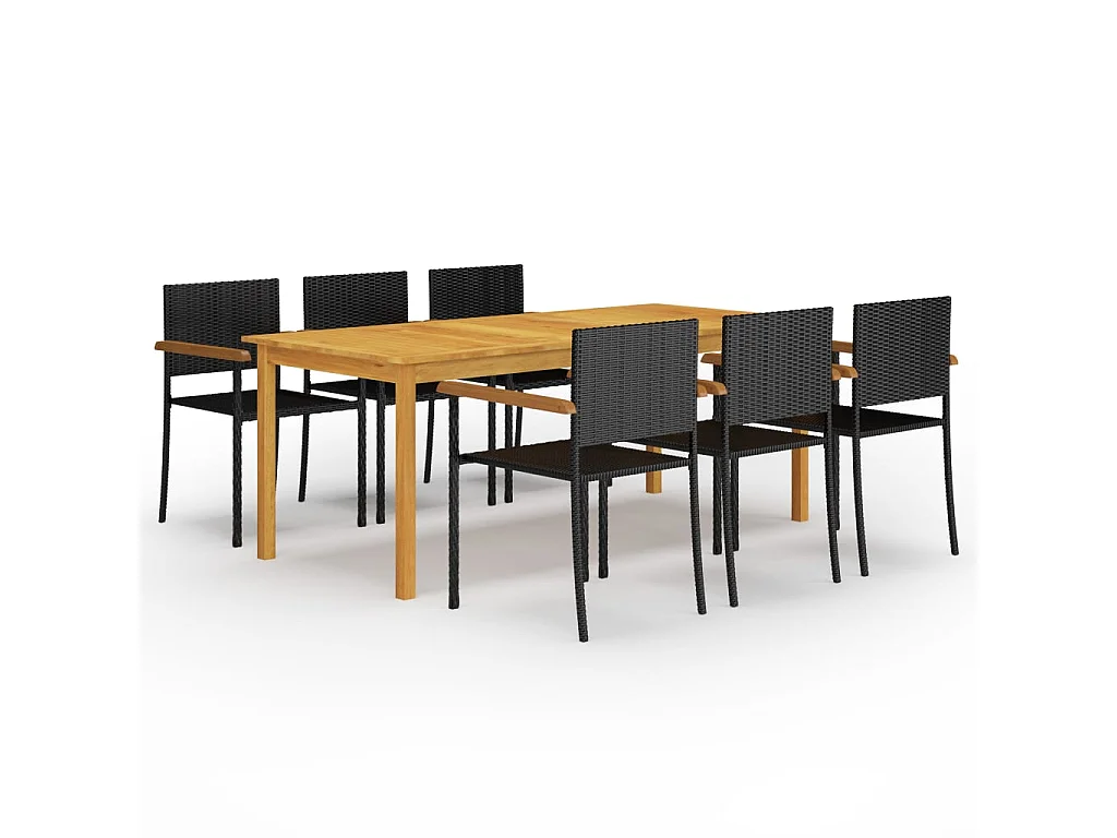 Reno  Ensemble à manger de jardin 7 pcs Noir