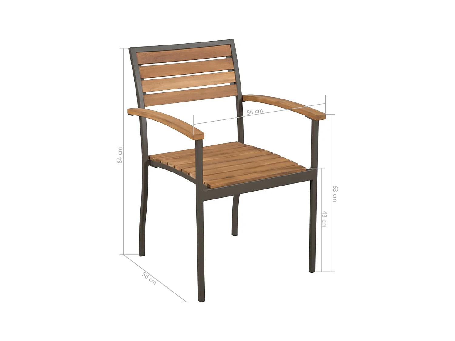 Véronique-Anne  Ensemble à manger d'extérieur 5pcs Bois acacia solide et acier