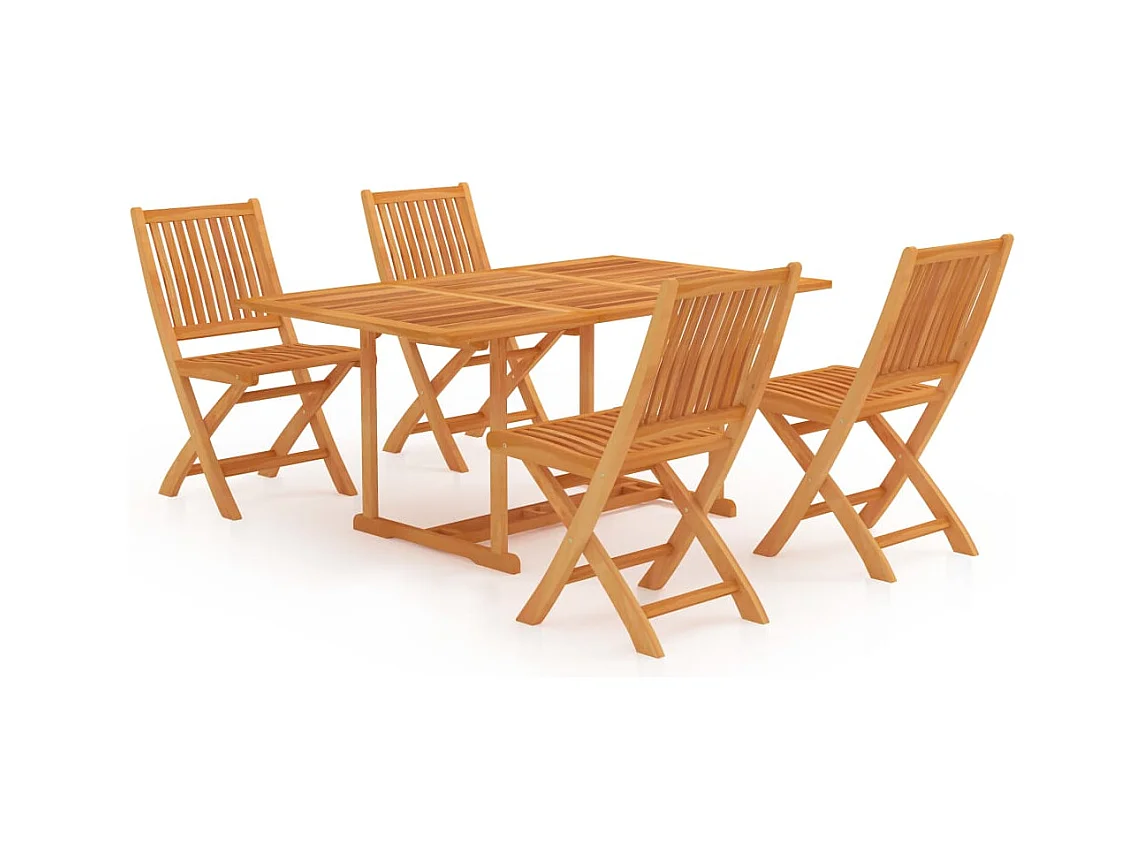 Villenave-d'Ornon  Conjunto de comedor de jardín 5 piezas madera maciza de teca