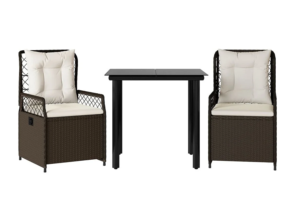 Garden Furniture -  3-delige Tuinset met kussens poly rattan bruin