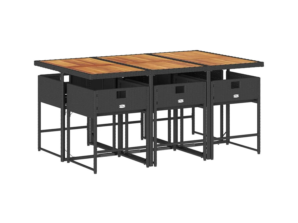 Sener  7-delige Tuinset met kussens poly rattan zwart