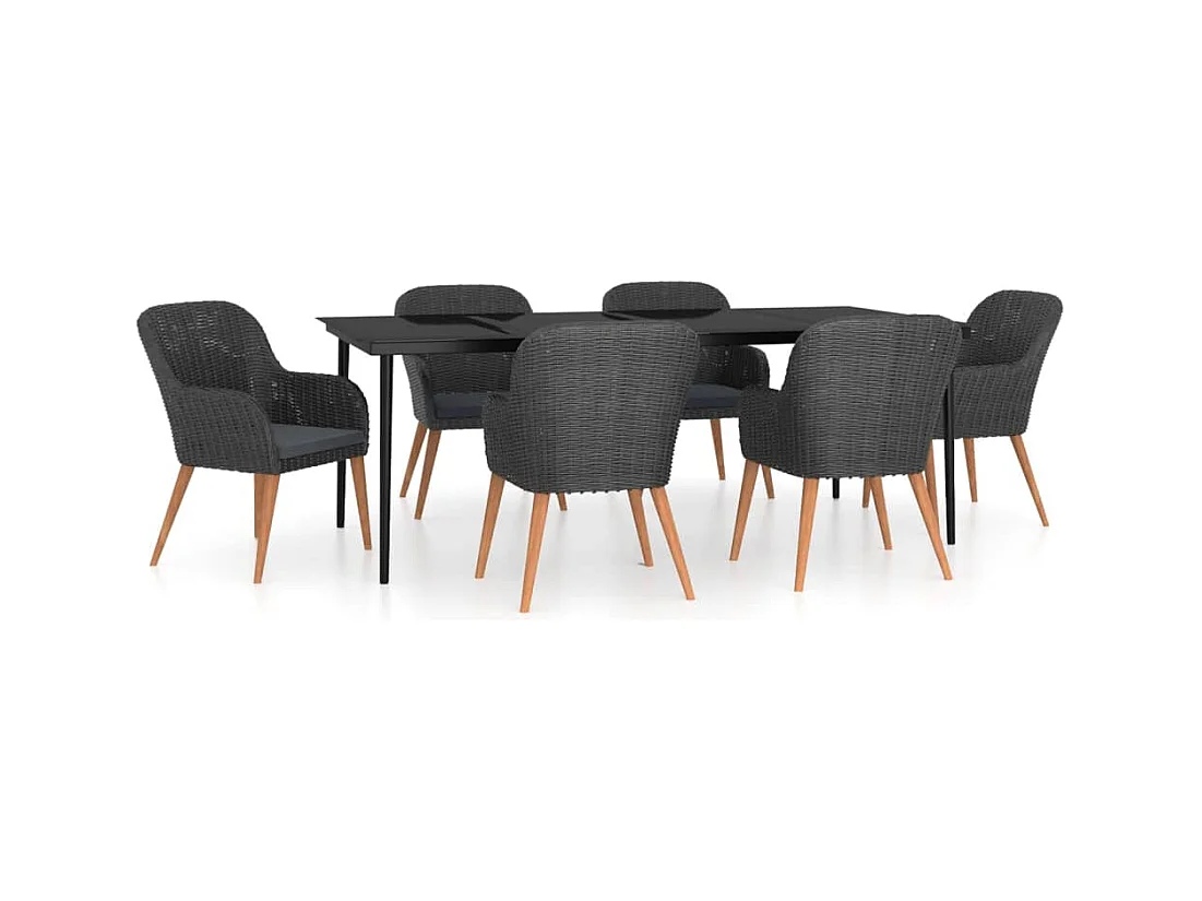 Coole  Juego de comedor de jardín 7 piezas con cojines negro