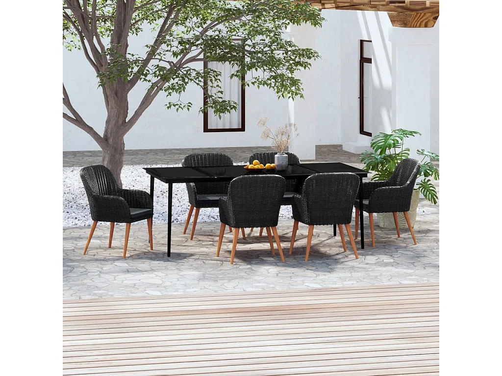 Coole  7-delige Tuinset met kussens zwart