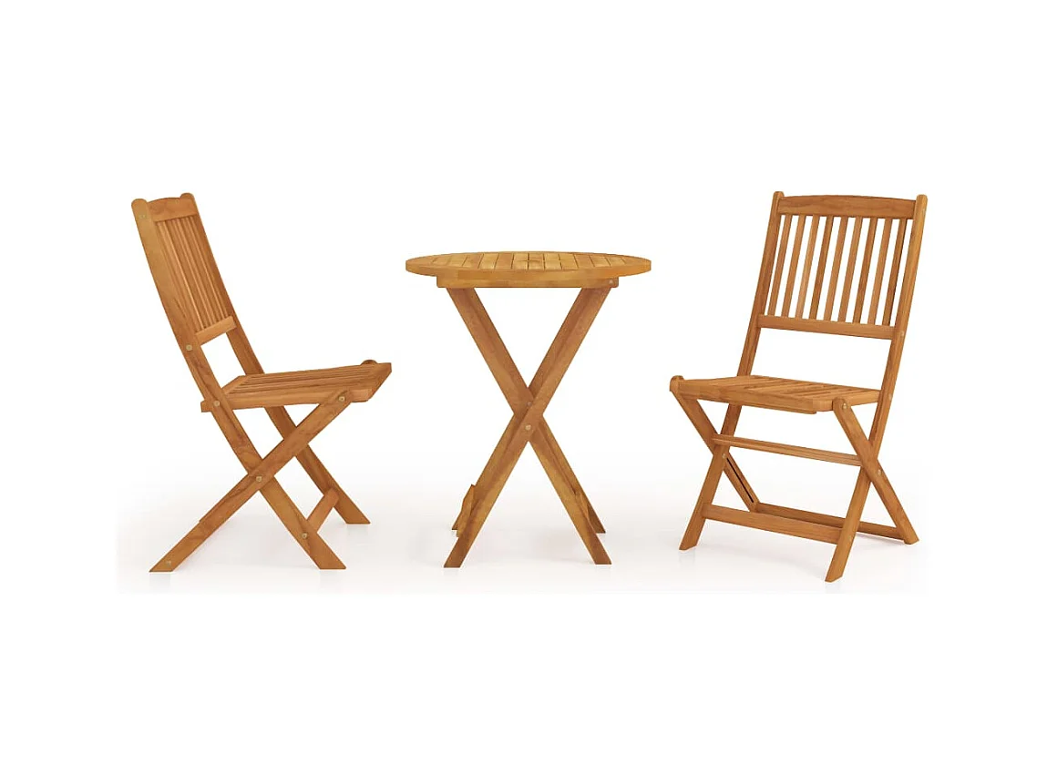 Aghaboe  Ensemble à manger de jardin pliable 3 pcs Bois d'acacia solide