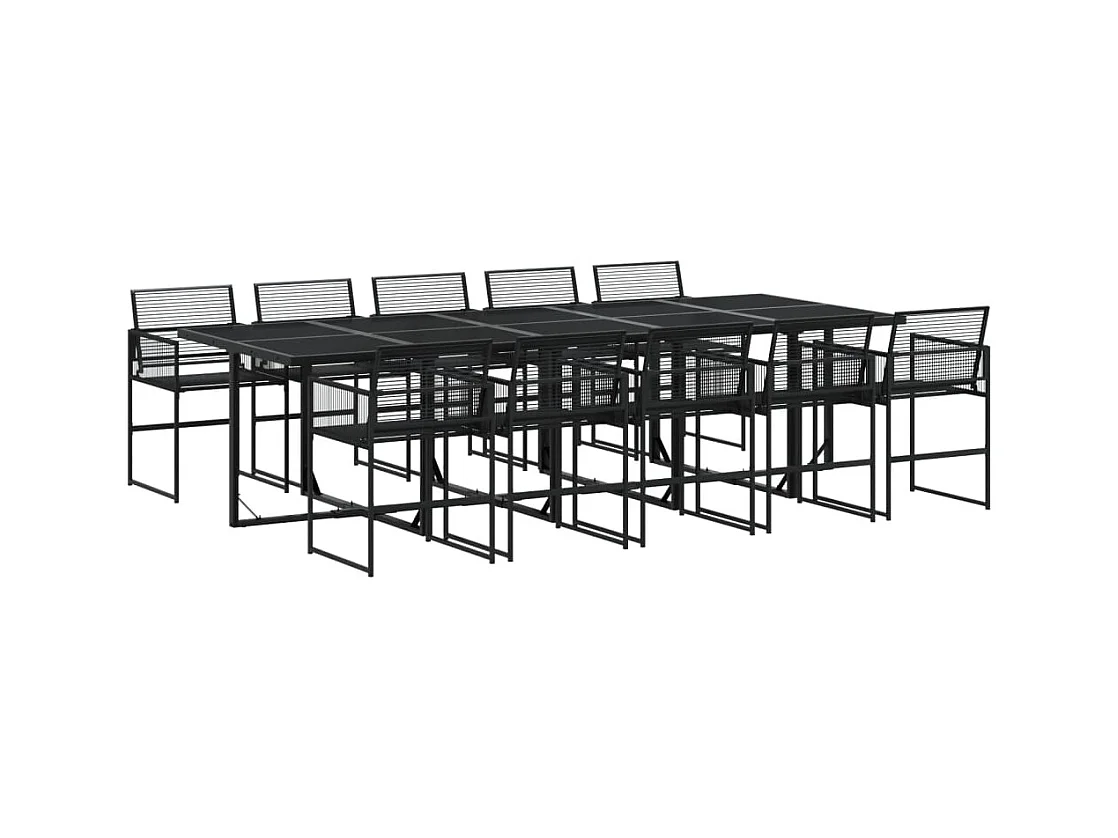 Zerdan  Ensemble à manger de jardin 11 pcs noir résine tressée
