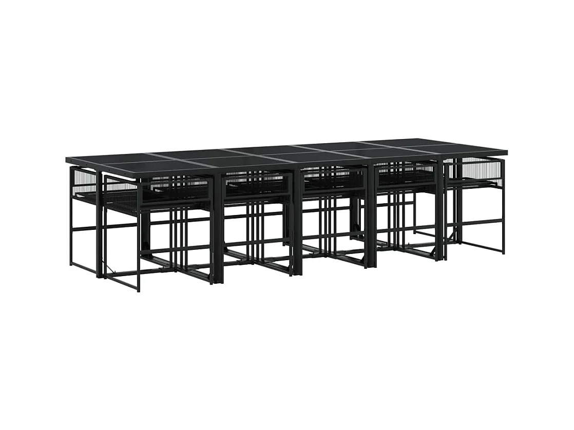 Zerdan  Ensemble à manger de jardin 11 pcs noir résine tressée