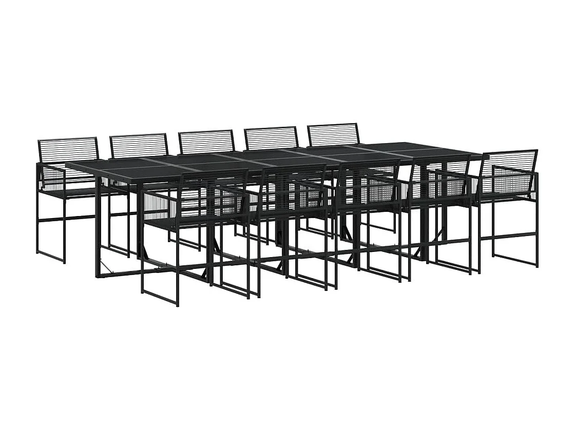 Zerdan  Ensemble à manger de jardin 11 pcs noir résine tressée