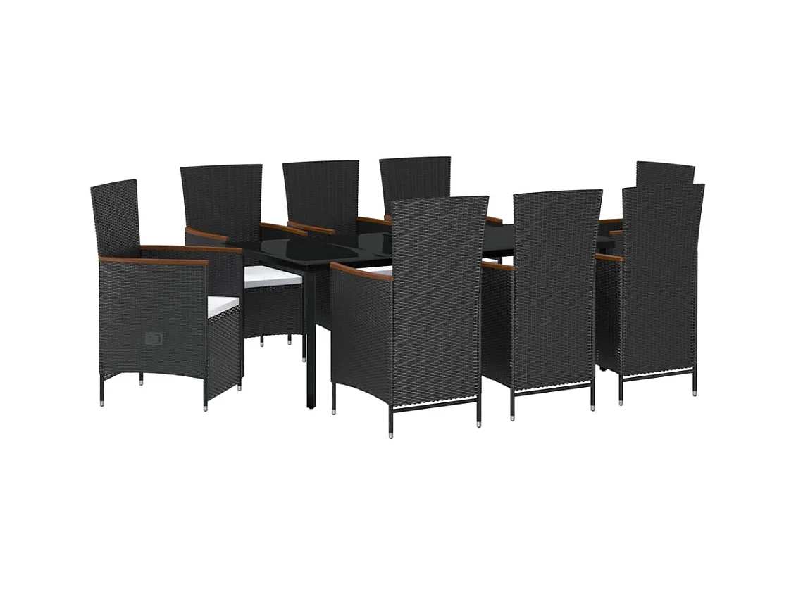 Central Point  9-delige Tuinset met kussens zwart