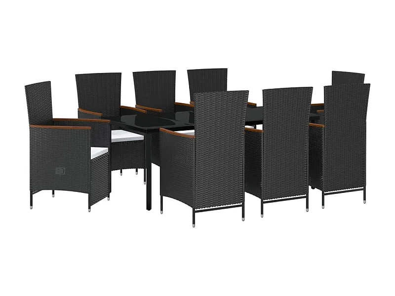 Central Point  Juego de comedor de jardín 9 piezas con cojines negro