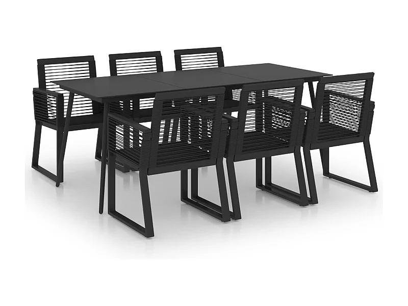 Ralvir  7-delige Tuinset PVC-rattan zwart