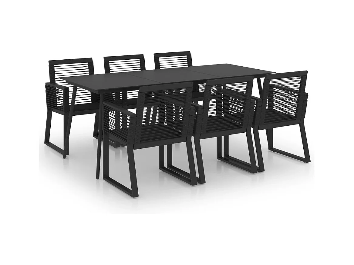 Ralvir  7-delige Tuinset PVC-rattan zwart