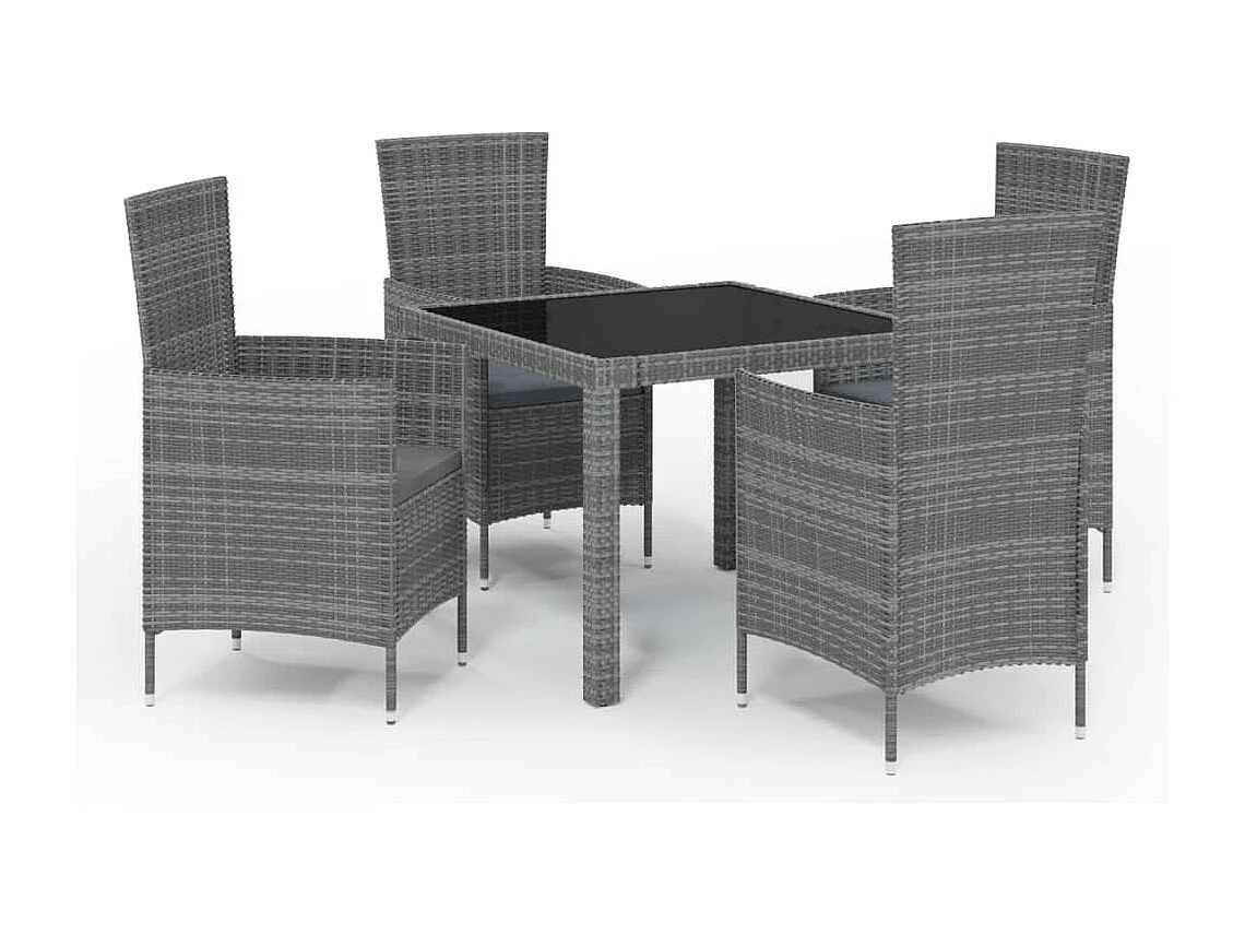 Prolenta Premium -  Ensemble à manger d'extérieur 5pcs coussins résine tressée gris
