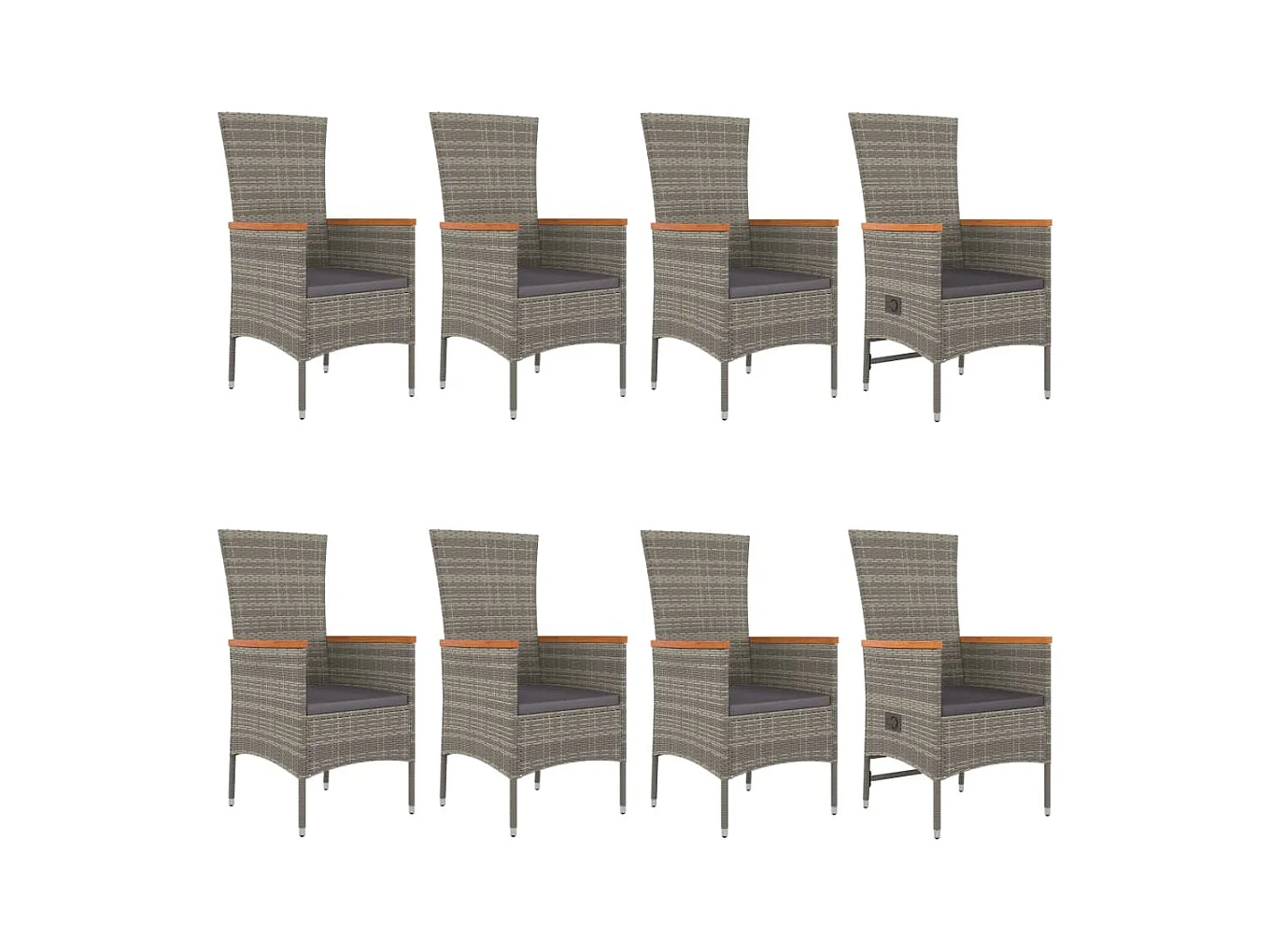 Cape May  Ensemble à manger de jardin 9 pcs avec coussins Gris