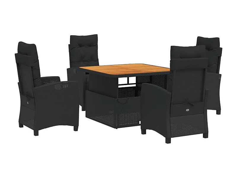 Isyra  5-delige Tuinset met kussens poly rattan zwart