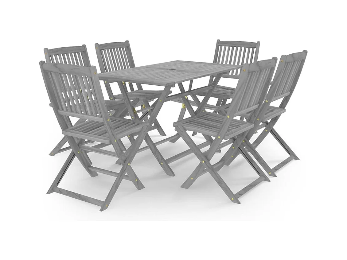 Warrington  Ensemble à manger de jardin 7 pcs Bois d'acacia massif Gris