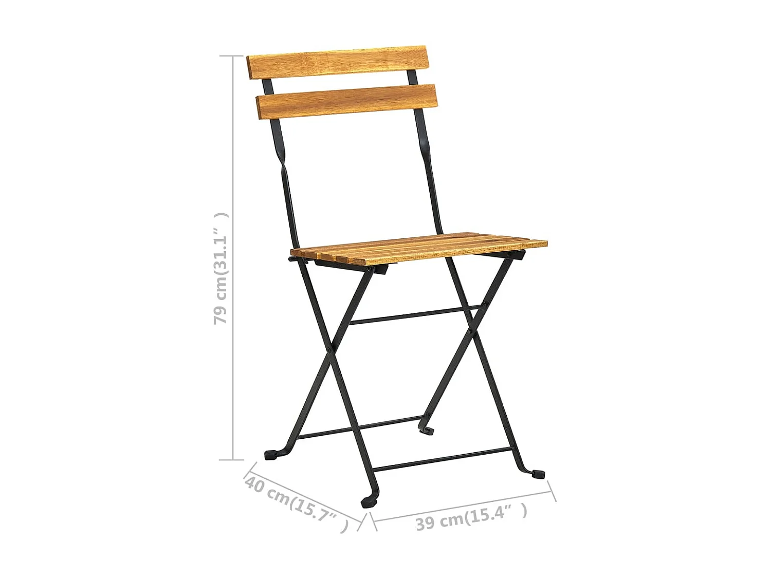 Drowes  Ensemble à manger d'extérieur pliable 9pcs Bois d'acacia solide