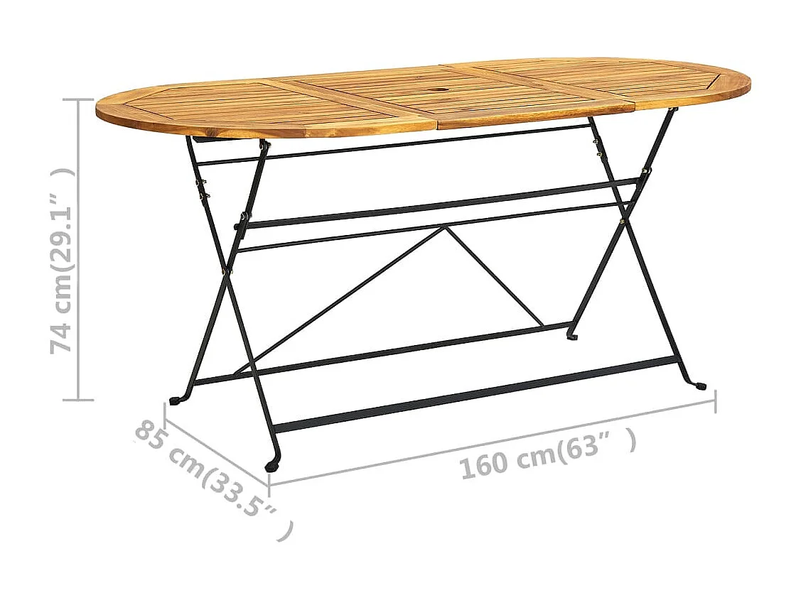 Drowes  Ensemble à manger d'extérieur pliable 9pcs Bois d'acacia solide