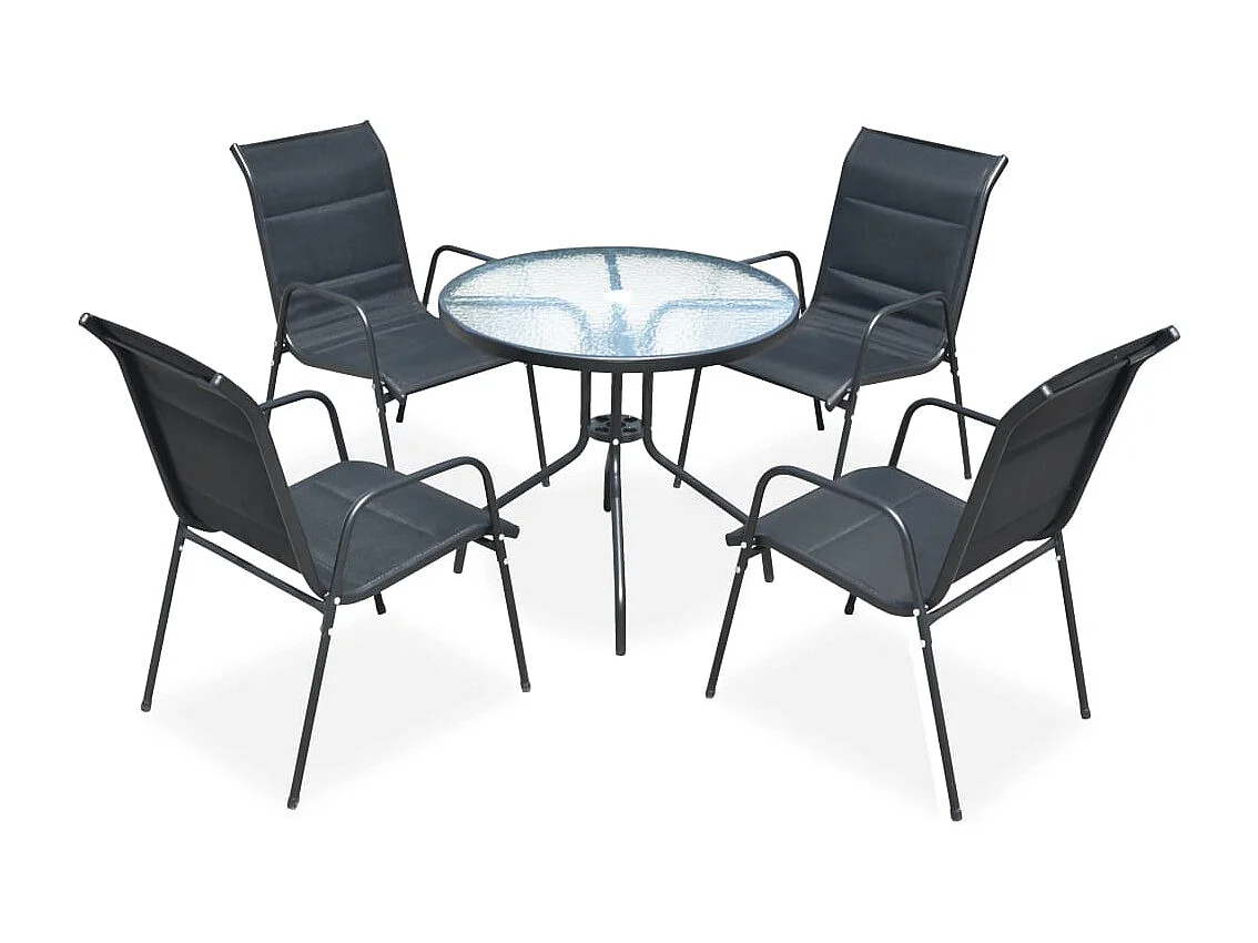 Garden Furniture -  Mobilier de salle à manger d'extérieur 5 pcs Acier Noir
