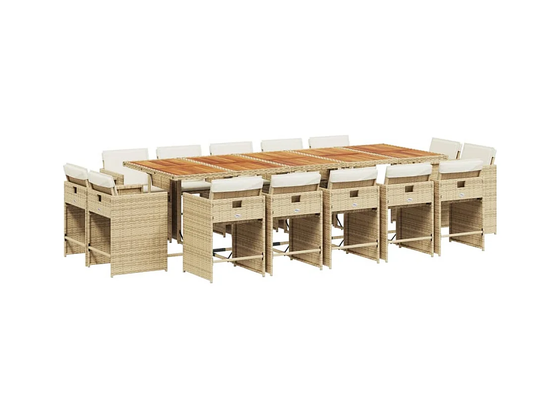 An Daingean  Ensemble à manger de jardin et coussins 15 pcs beige