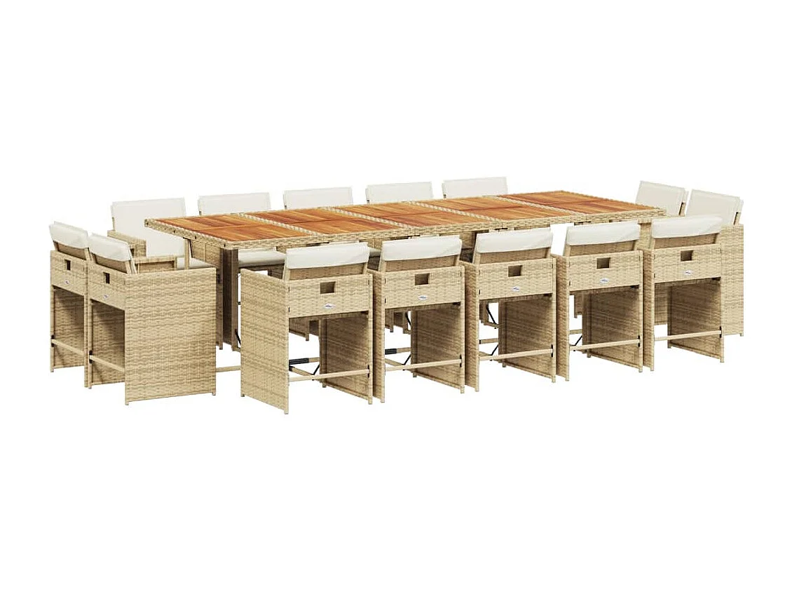 An Daingean  Ensemble à manger de jardin et coussins 15 pcs beige