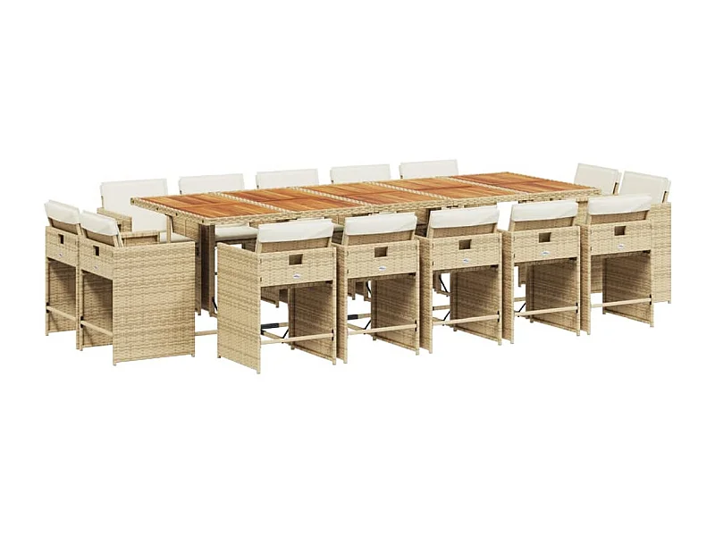 An Daingean  Ensemble à manger de jardin et coussins 15 pcs beige