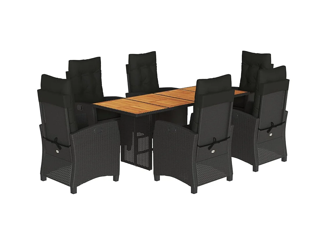 Frances  7-delige Tuinset met kussens poly rattan zwart