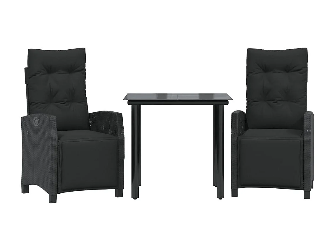 Prolenta Premium -  Ensemble à manger de jardin avec coussins 3 pcs Noir