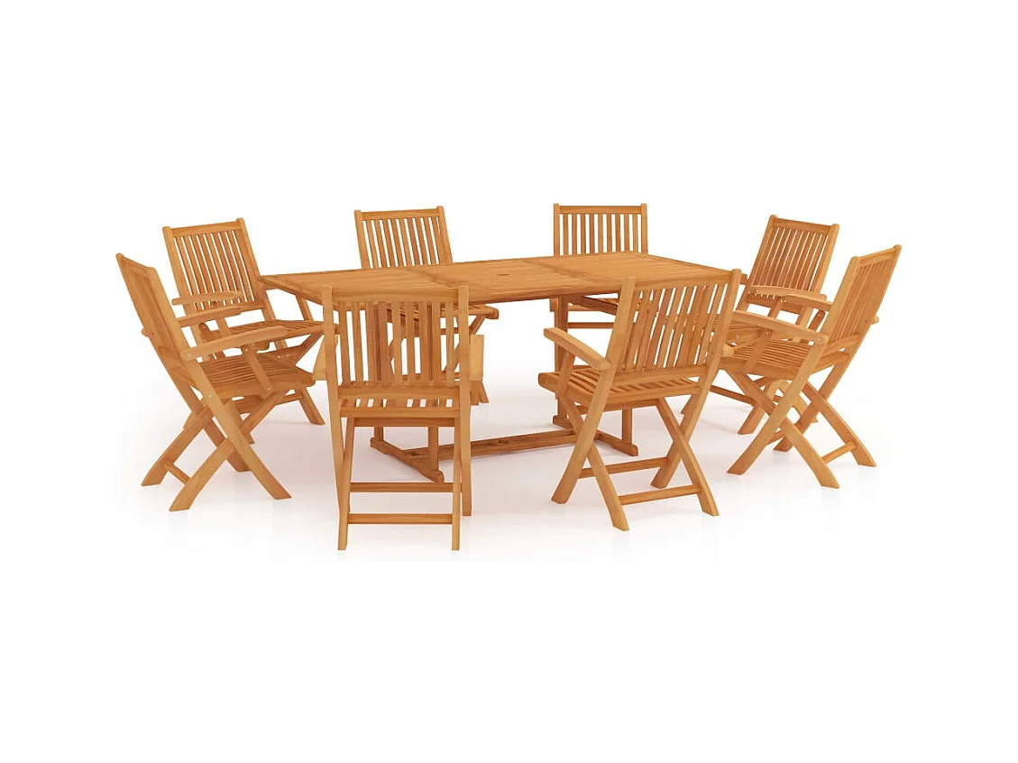 Kari  Ensemble à manger de jardin 9 pcs Bois de teck massif