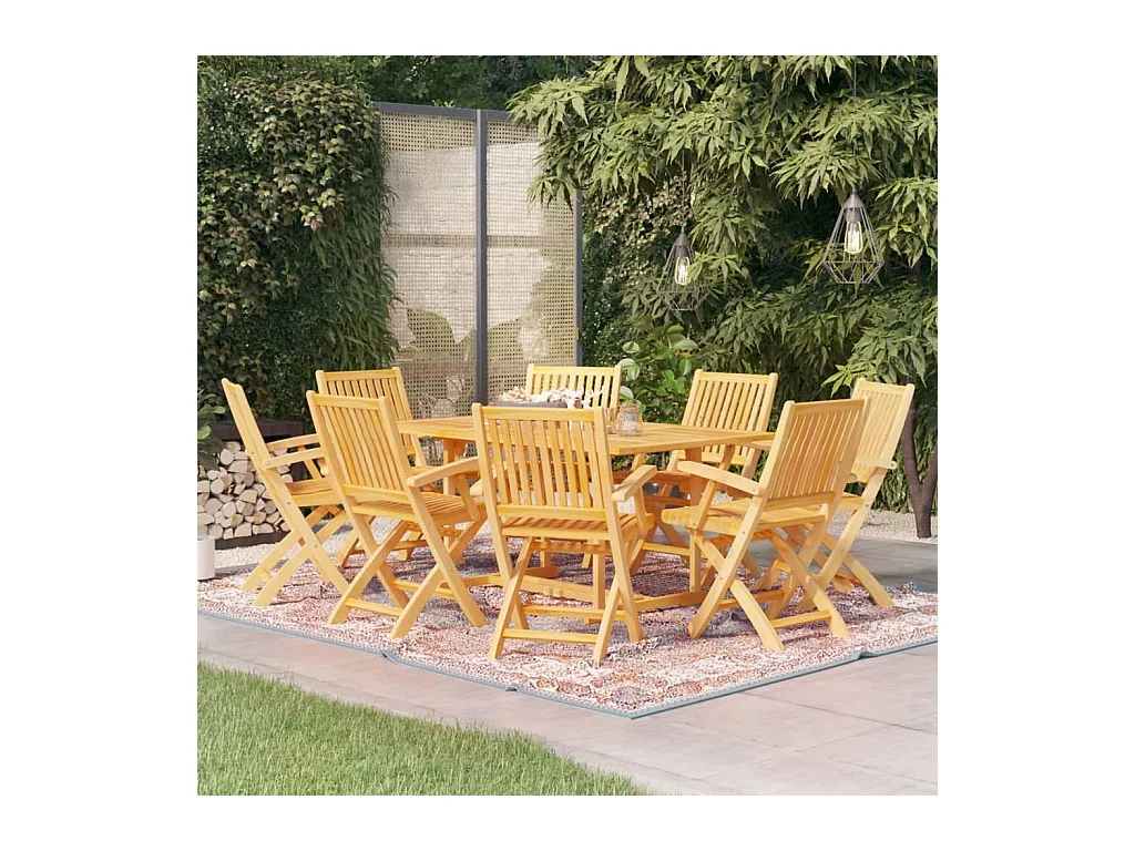 Kari  Ensemble à manger de jardin 9 pcs Bois de teck massif