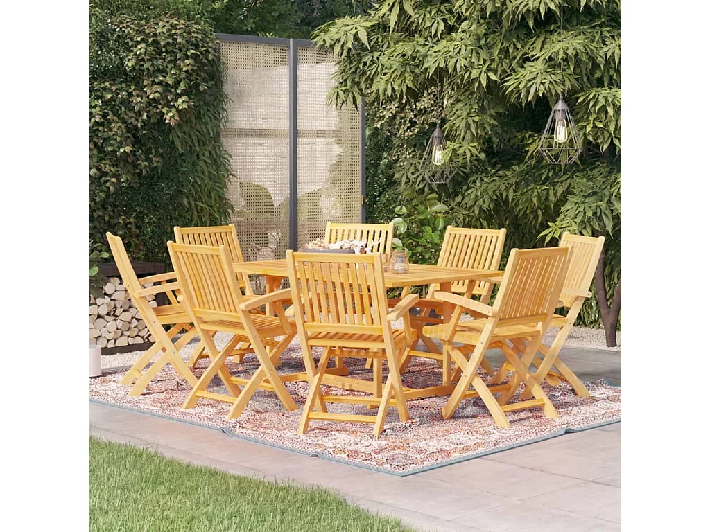 Kari  Ensemble à manger de jardin 9 pcs Bois de teck massif